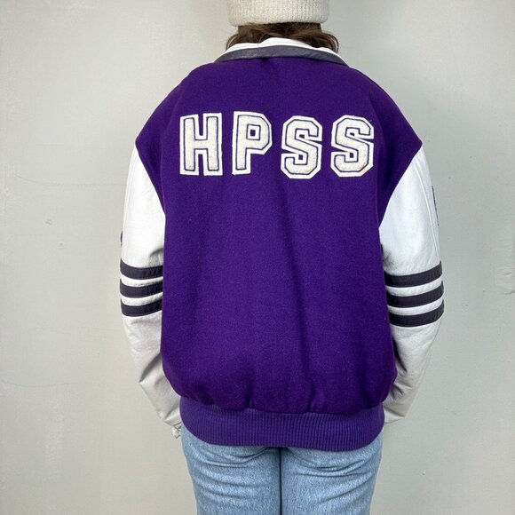 L - Purple + White Huskies HPSS Varsity Jacket - Picture 5 of 8